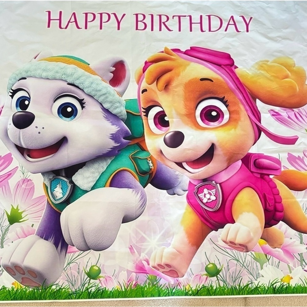 Paw Patrol Skye and Everest Birthday 7’X5’ banner